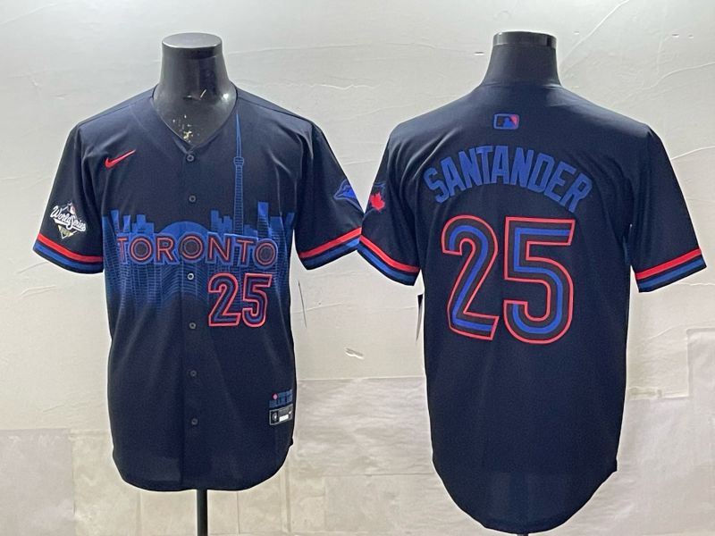 Men 2025 Nike Toronto Blue Jays #25 Santander black Game MLB Jersey 05